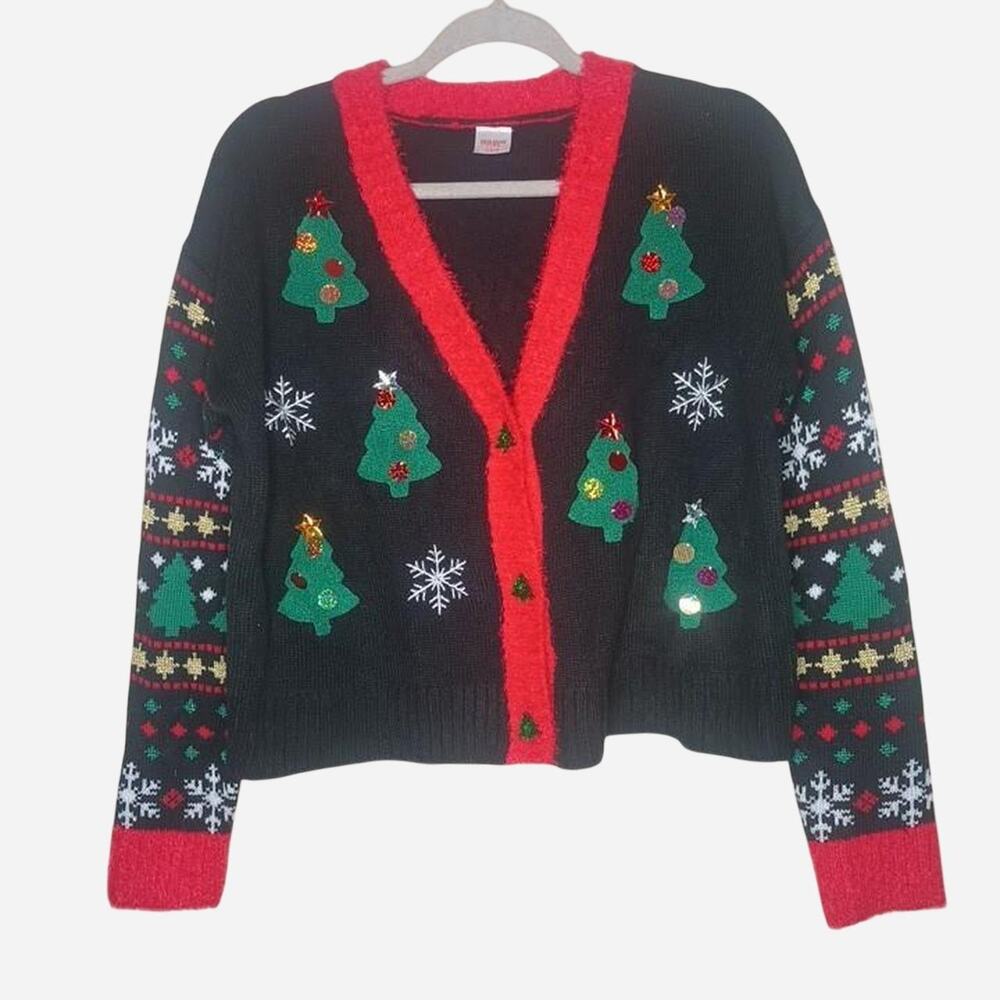 Holiday Time Button Up Christmas Sweater/Cardigan Size S